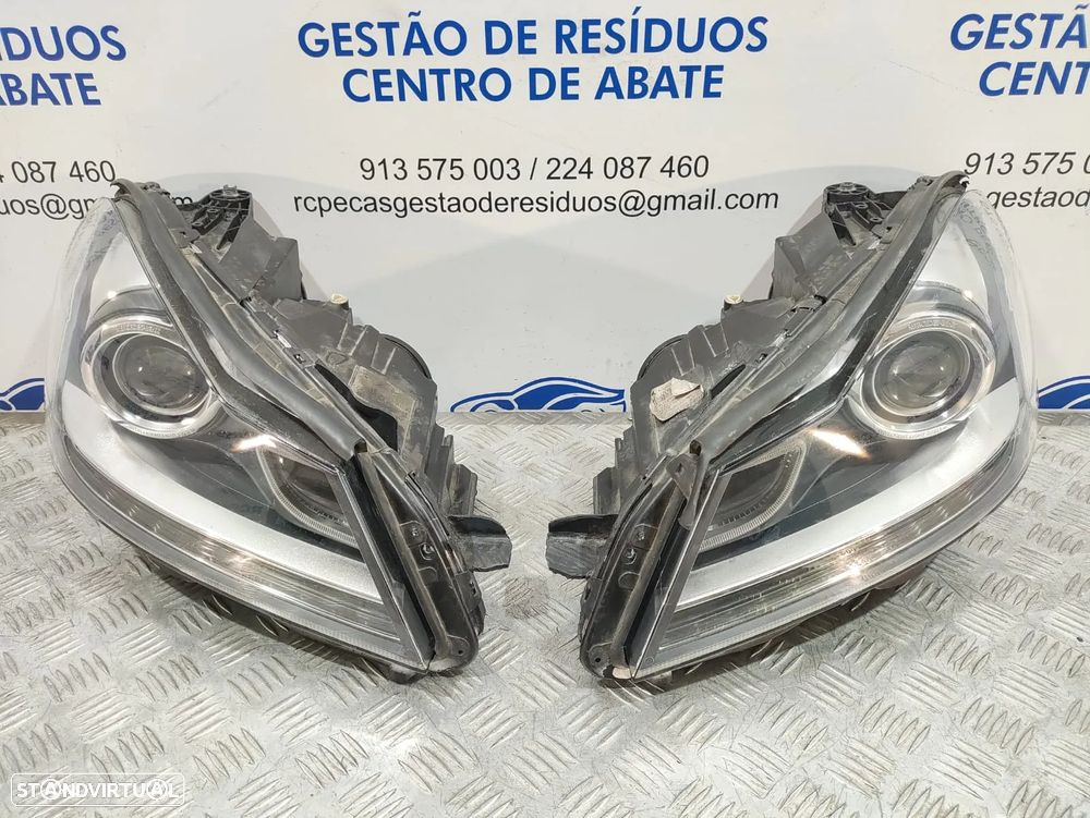 Conjunto Farois Otica Frente Frontal Xenon Originais Mercedes Benz  Class C W204 Facelift - 1