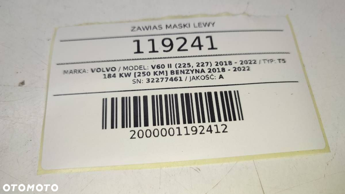 NABÓJ PIROTECHNICZNY MASKI LEWY VOLVO V60 II S60 32277461 - 5