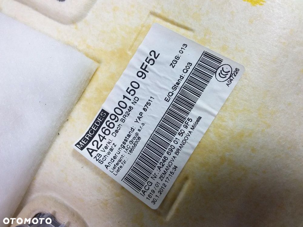 MERCEDES B KLASA W246 PODSUFITKA CZARNA A2466900150 - 4