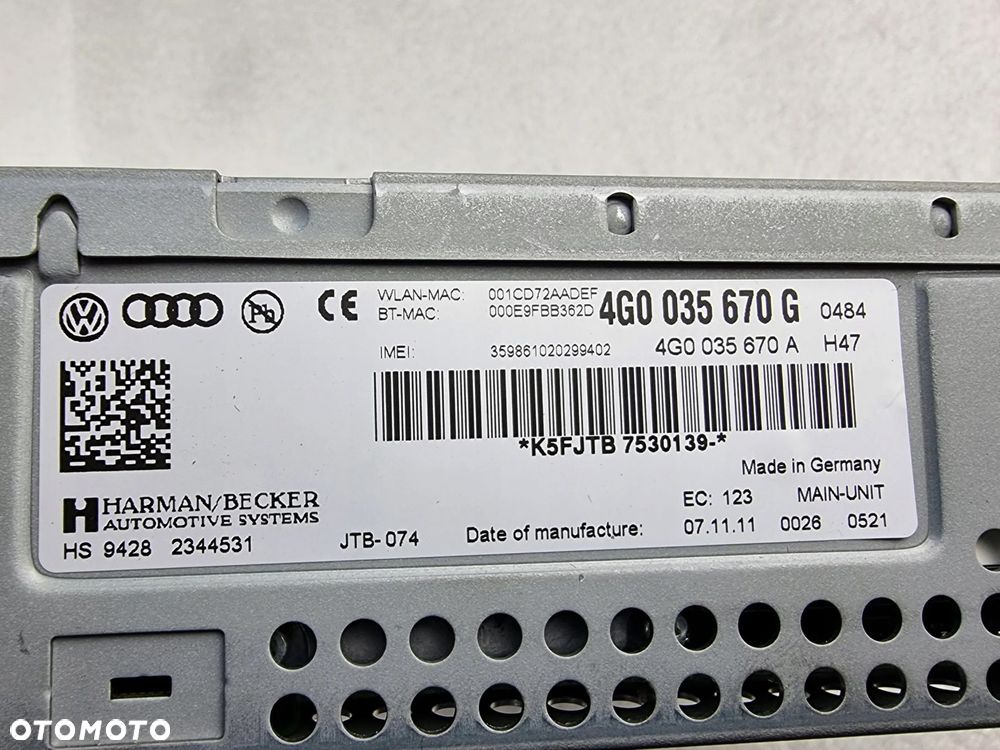 AUDI A6 C7 RADIO TUNER MMI 3G 4G0035670G europa - 7