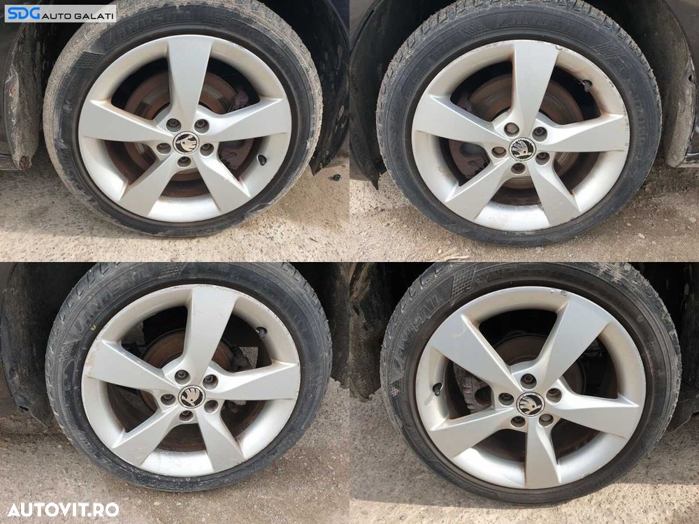 Set 4 Jante Roti Aliaj 5x100 215 45 16 R16 Anvelope Vara Dot 2021 Skoda Rapid 2012 - 2022 - 1