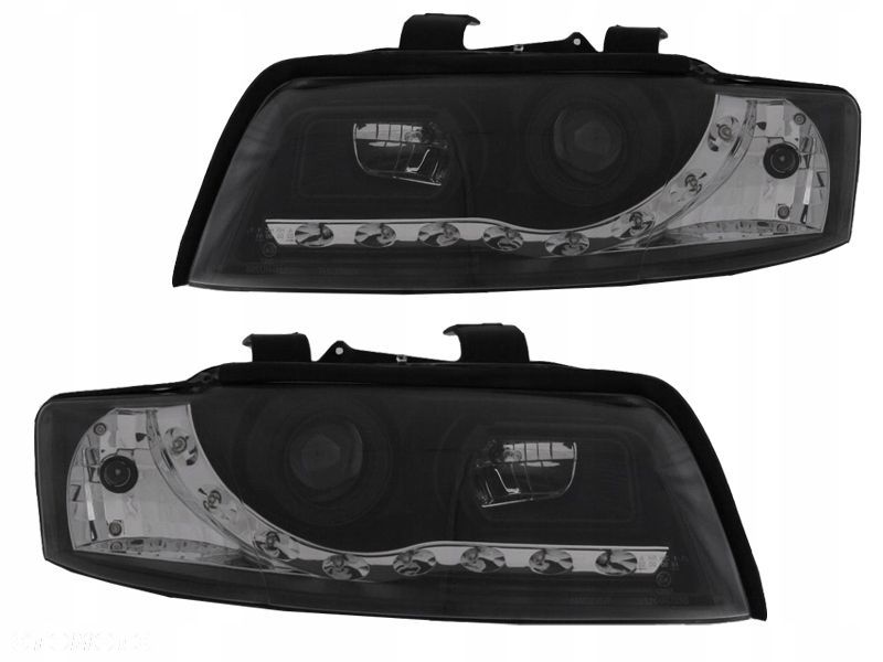 Reflektor Lamp kpl Czarne Black Soczewka Diody Audi a4 b6 8e 2000-04 Małysz - 2