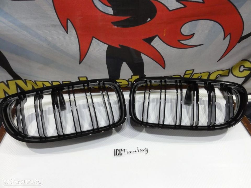 Grelha frontal em plástico para ABS para BMW E90 08-11 M4 look / dupla lâmina em preto piano brilhante - 7