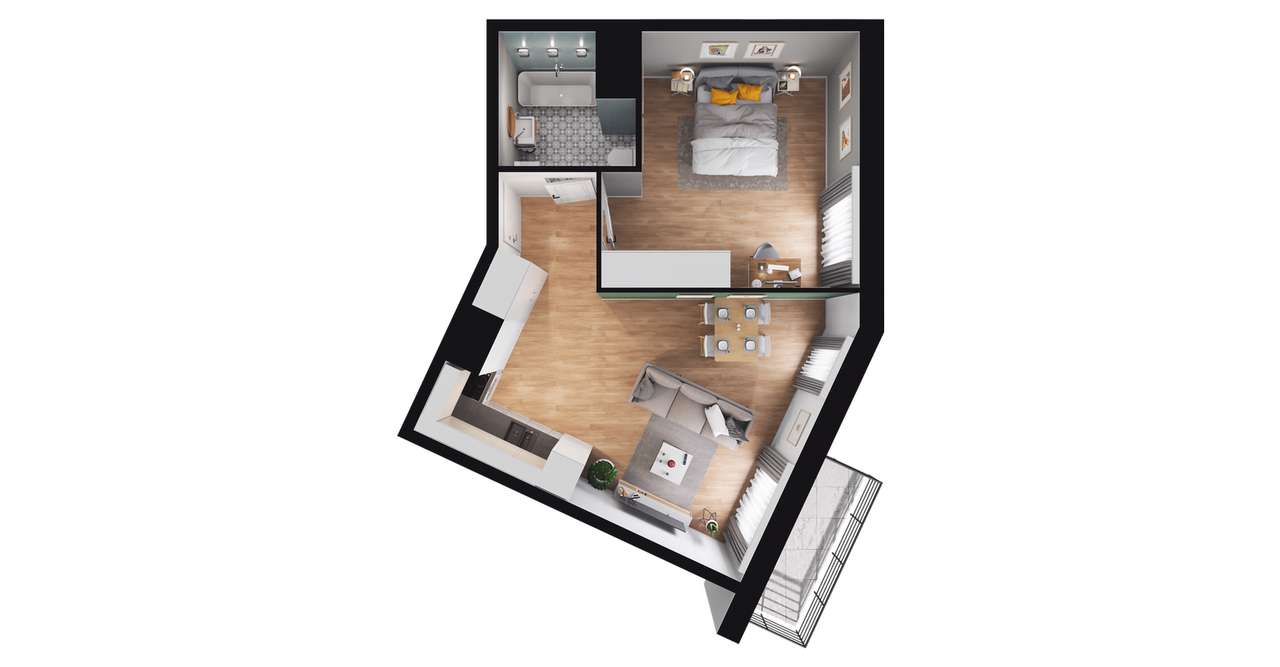 2-pokojowe mieszkanie 44m2 + balkon Bezpośrednio