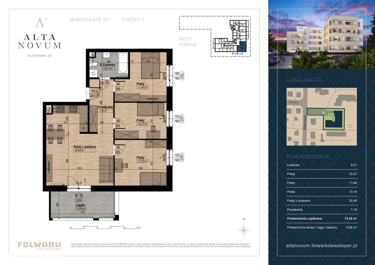 ALTA NOVUM - Twoje wymarzone miejsce nad Wisłą - 73,34m2 1 PIĘTRO M20