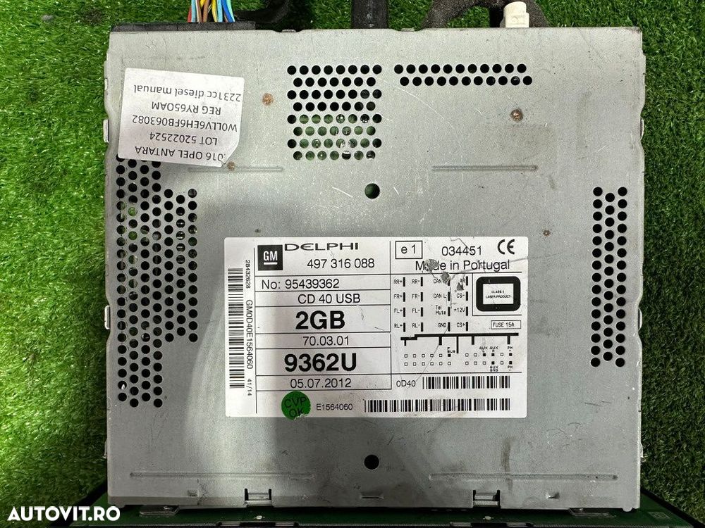 Radio cd multimedia opel antara 2016 cod: gm 497316088, cd 40 usb - 2