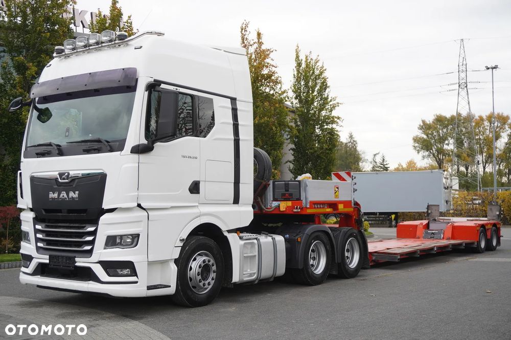 MAN TGX 28.510 6×2 / Naczepa niskopodwoziowa Kässbohrer LB2 TIEF-BETT / naczepa rozsuwana 16.5 m / DMC 65 t / osie skrętne - 12