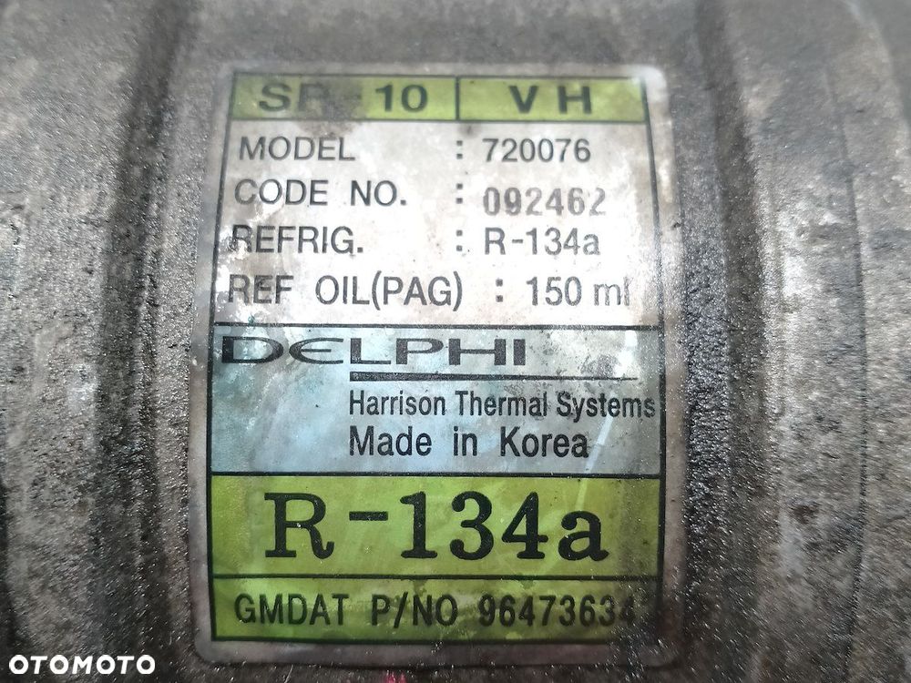 POMPA, SPRĘŻARKA KLIMATYZACJI CHEVROLET KALOS 1.2 BENZYNA 96473634 R-134A - 6