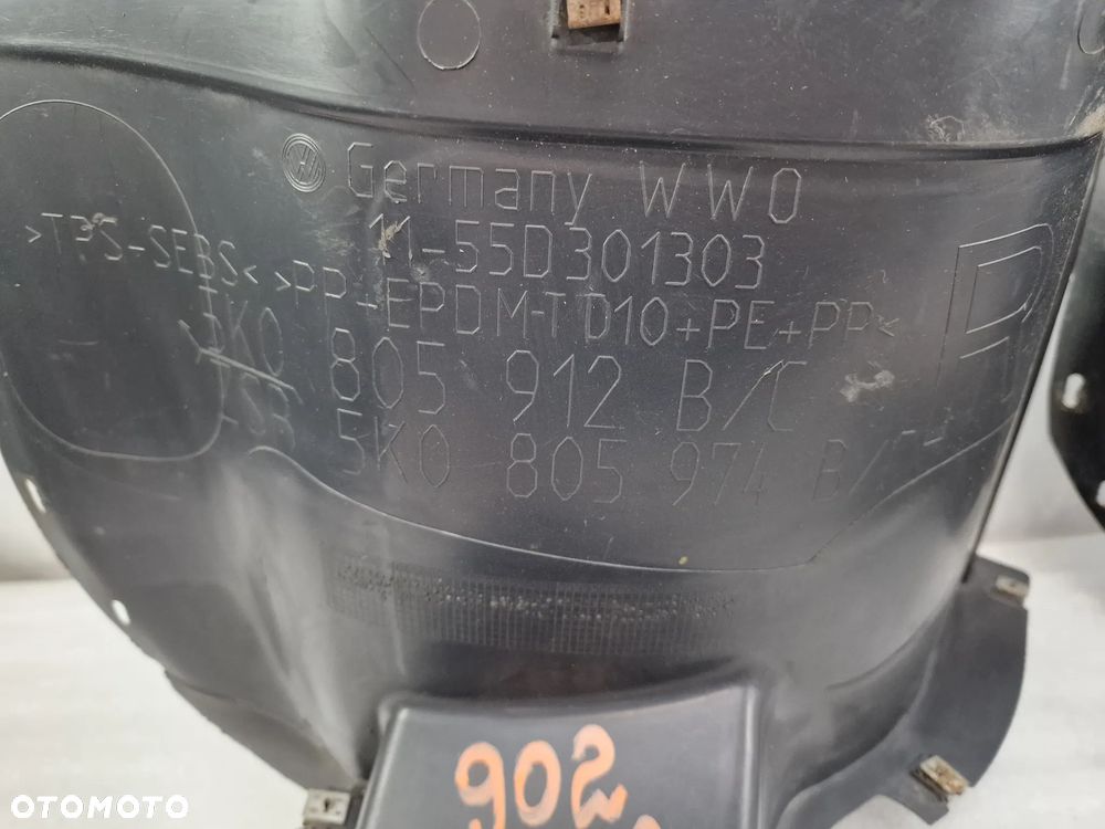 VW GOLF VI 5K0 08- PRAWE NADKOLE PRZEDNIE PRZÓD , PRZEDNIA CZĘŚĆ , NR 5K0805974B / 5K0805912B , NR AUKCJI N902 - 5