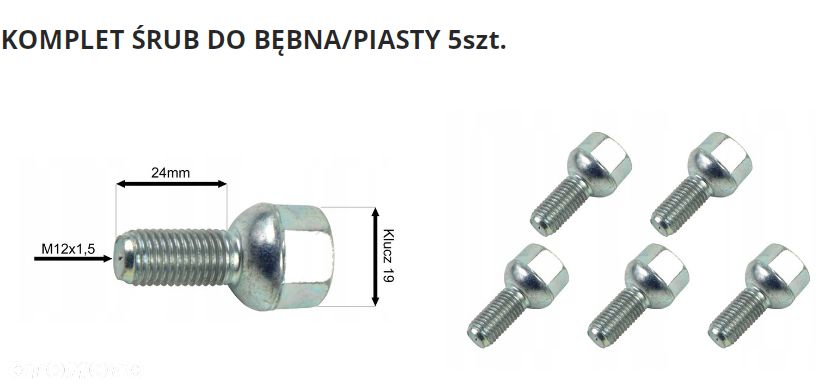 ŚRUBY SZPILKI DO BĘBNA PIASTY KULA M12x1,5mm 15szt - 2
