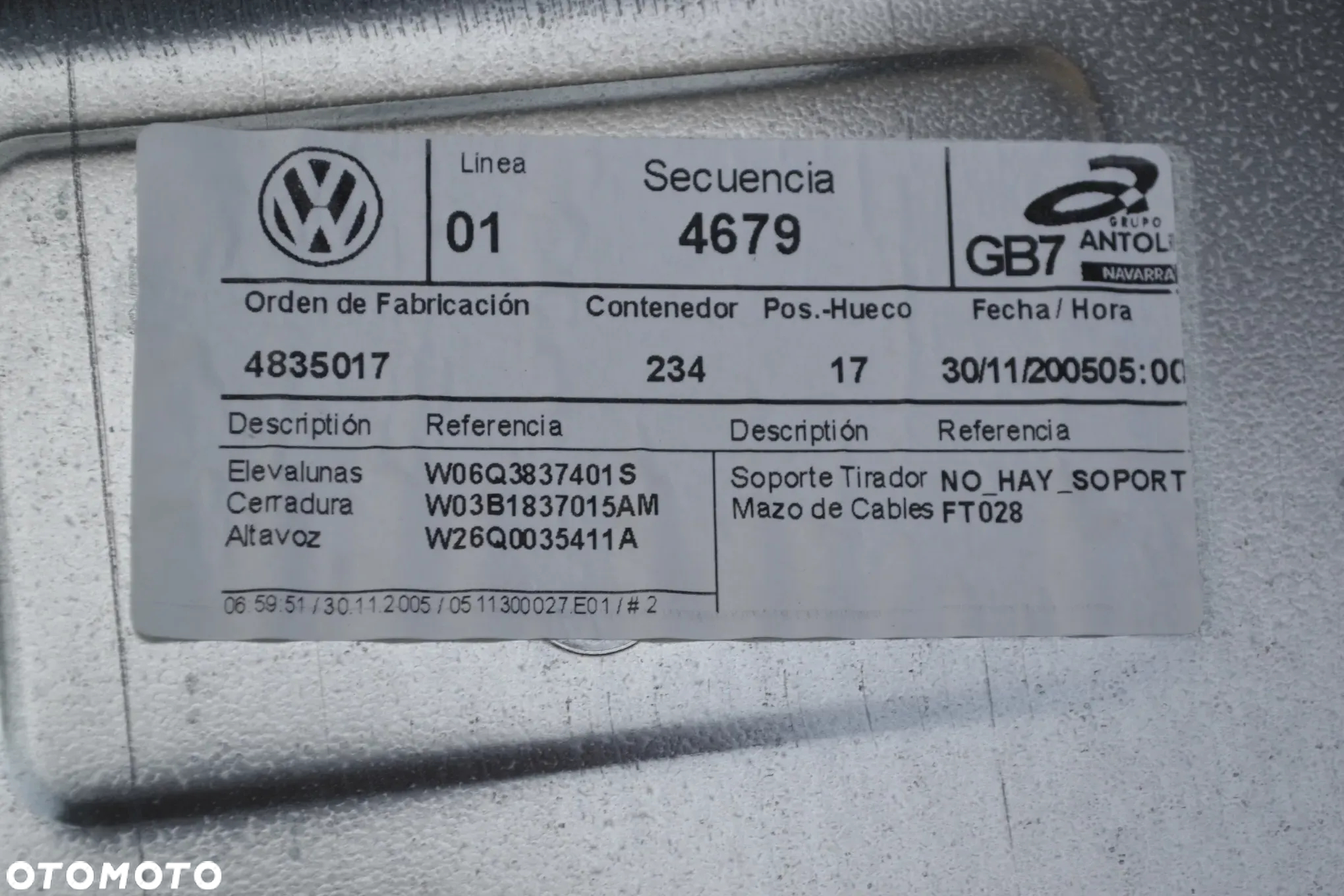 VW POLO 9N 3D MECHANIZM OPUSZCZANIA SZYB EL PRZÓD LEWY 6Q3837401S - 2