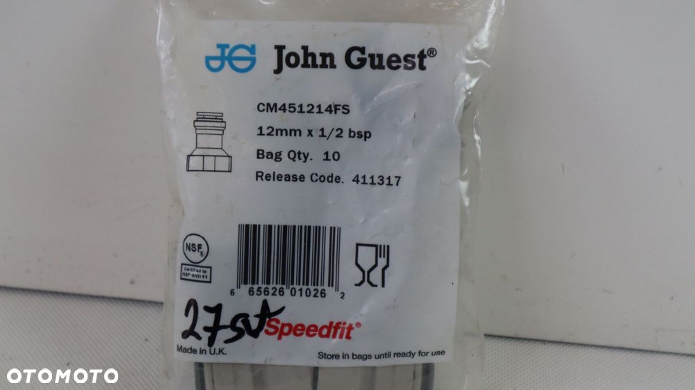 John Guest 10 SZT ZŁĄCZKA WODY WTYKOWA ø 12MM CM451214FS - 8
