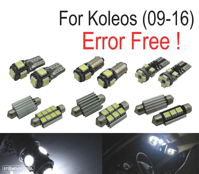 KIT COMPLETO 12 LAMPADAS LED INTERIOR PARA RENAULT KOLEOS 09-16 - 1