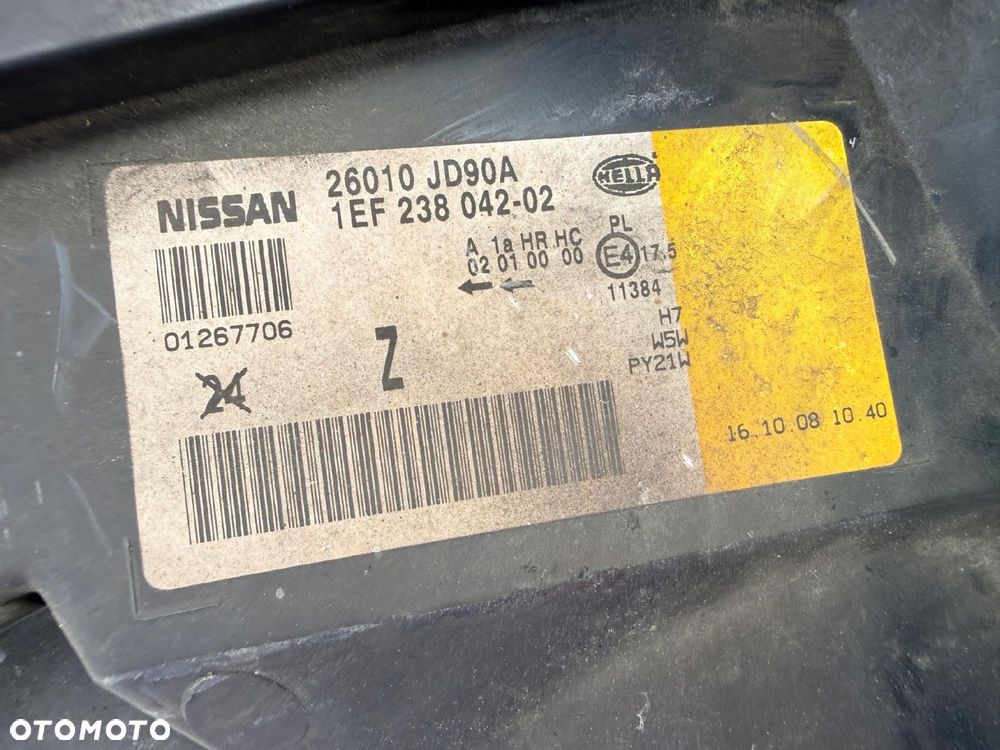 Lampa przednia NISSAN QASHQAI J10 ZWYKŁE KOMPLET EUROPA ORYGINALNE HELLA - 8