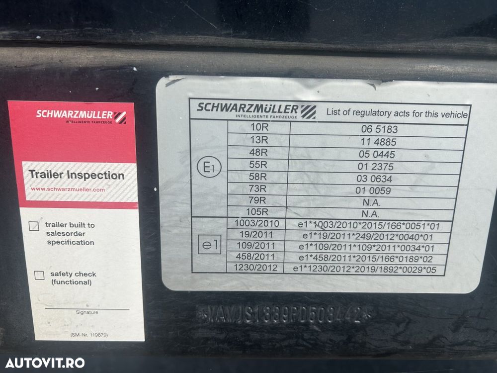 Schwarzmuller Prelata-15,3 m lungime, 2,75 inaltime, cert. XL,  factura externa - 22