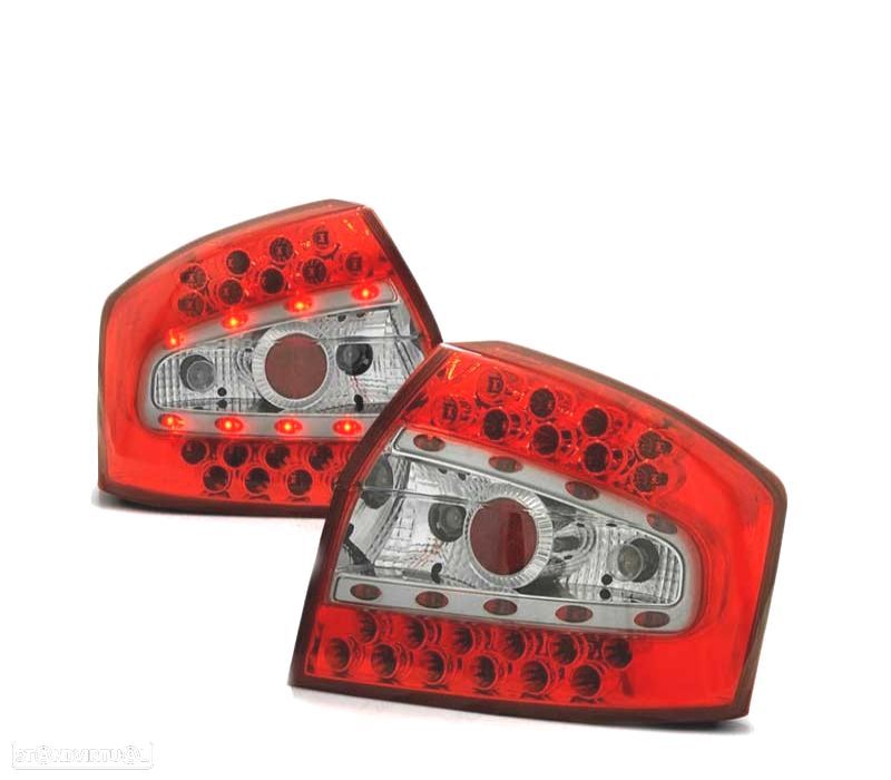 FAROLINS TRASEIROS LED AUDI A4 8E SEDAN 00-04 VERMELHO BRANCO - 2