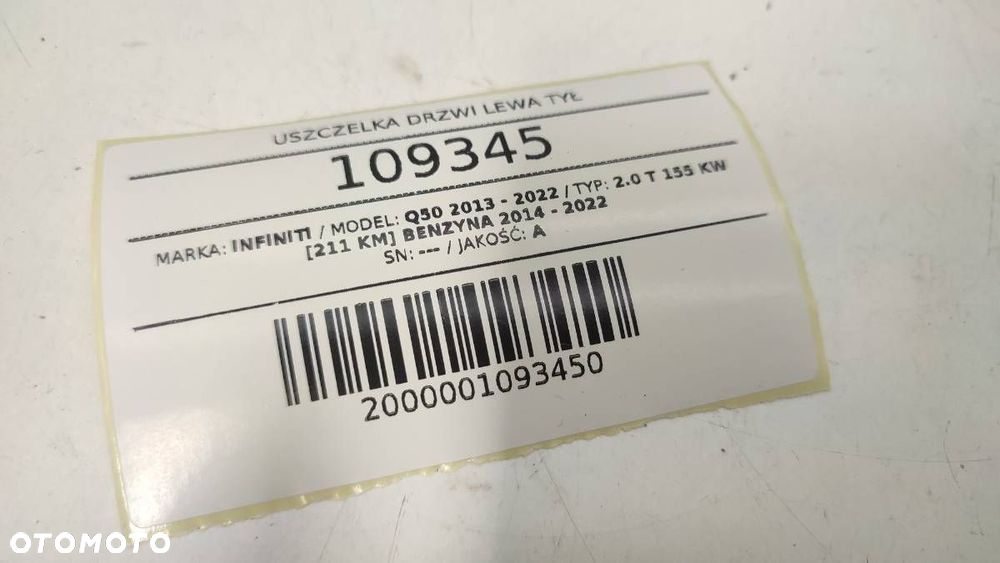 USZCZELKA DRZWI LEWA TYŁ INFINITI Q50 CZARNA - 3