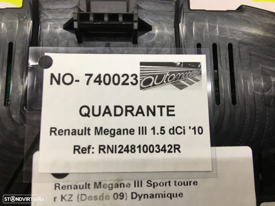 Quadrante Renault Megane III 1.5 dCi 105 Cv de 2010 - Ref: RNI248100342R - NO740023 - 4