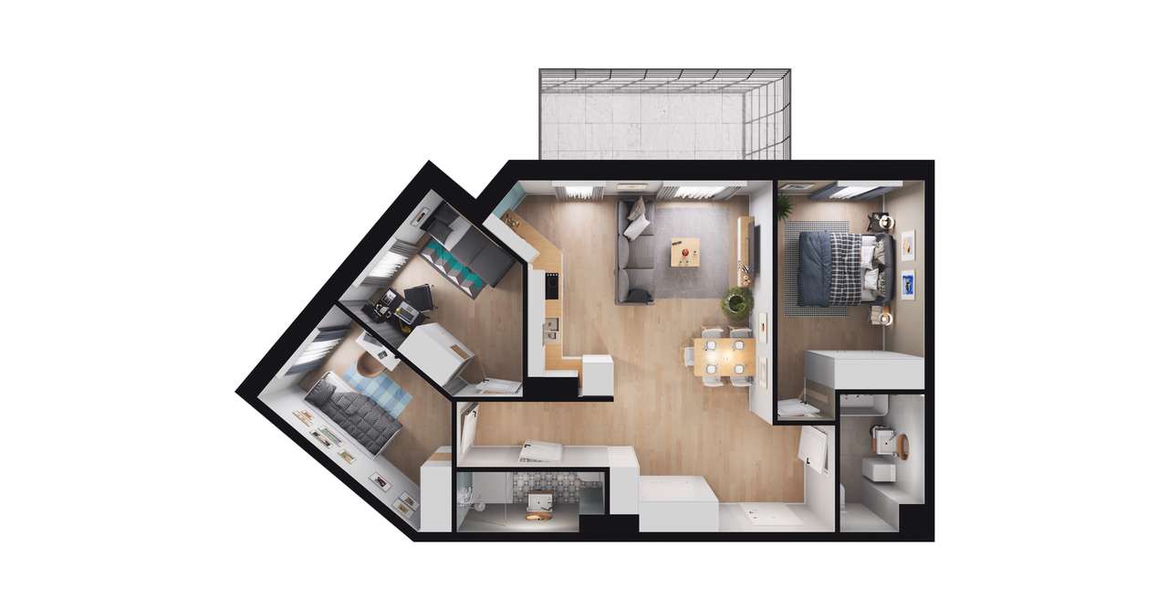 4-pokojowe mieszkanie 71m2 + balkon - Pełny obrazek: 3/9