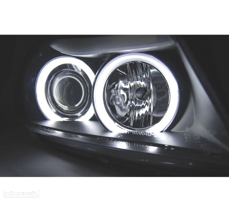 FARÓIS ANGEL EYES CCFL BMW E90 4P 05-08 FUNDO PRETO - 2