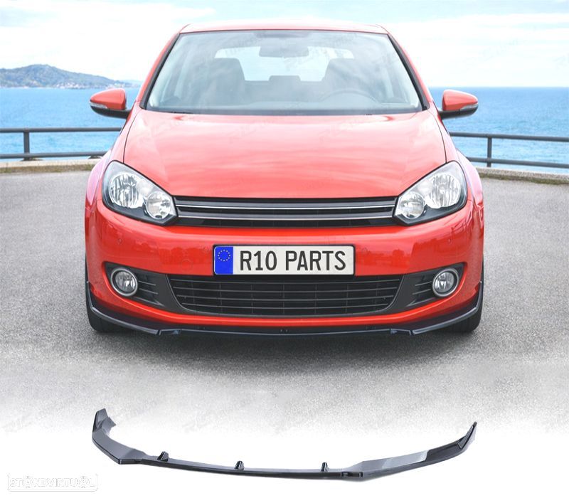 SPOILER LIP VOLKSWAGEN VW GOLF 6 08-12 LOOK PERFORMANCE NEGRO BRILHO - 1