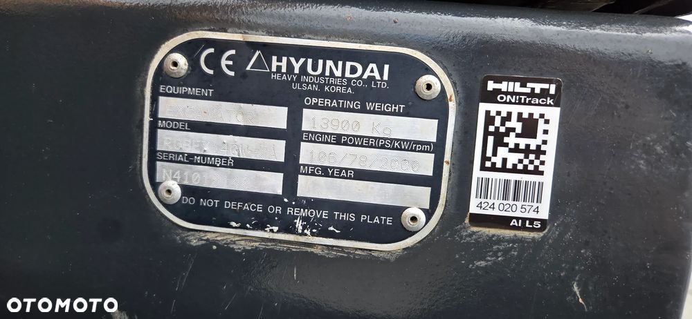 Hyundai <<Koparka Hyundai Robex 140W-7A, 2009r, 9600 Mtg. serwisowany z Niemiec!>> - 13