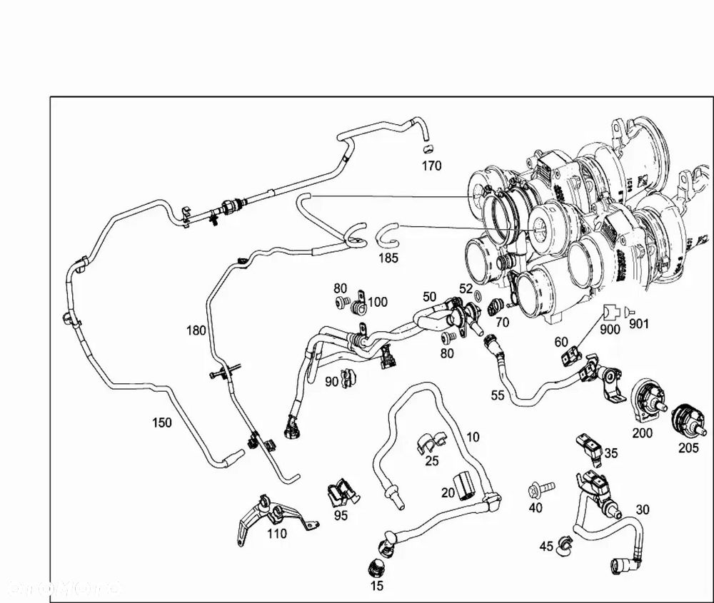 Przewód podciśnienia wąż rura pompy turbiny MERCEDES 4.0L M177980 V8 BiTurbo AMG GT GLC GLE GLS C63 C253 X253 W213 V213 - 7