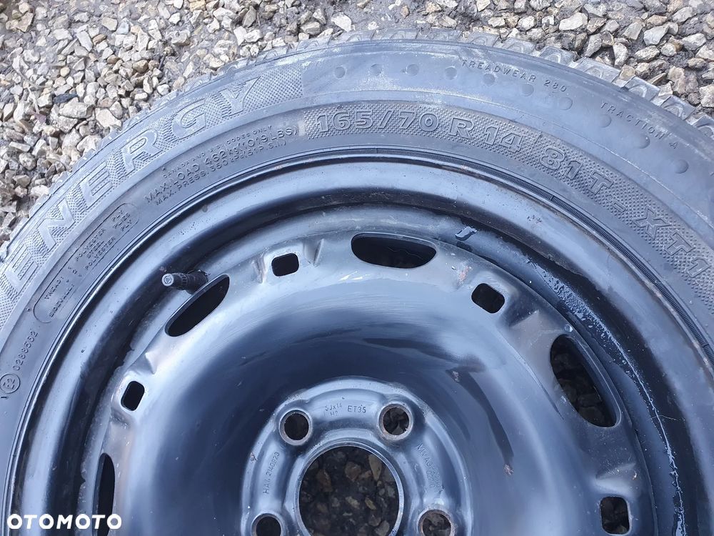 VW KOŁO R14 5x100 ZAPASOWE 14" 5J ET35 ORYGINALNA FELGA STALOWA 6Q0601027C OPONA MICHELIN ENERGY 165/70/R14 VW AUDI SEAT SKODA - 2