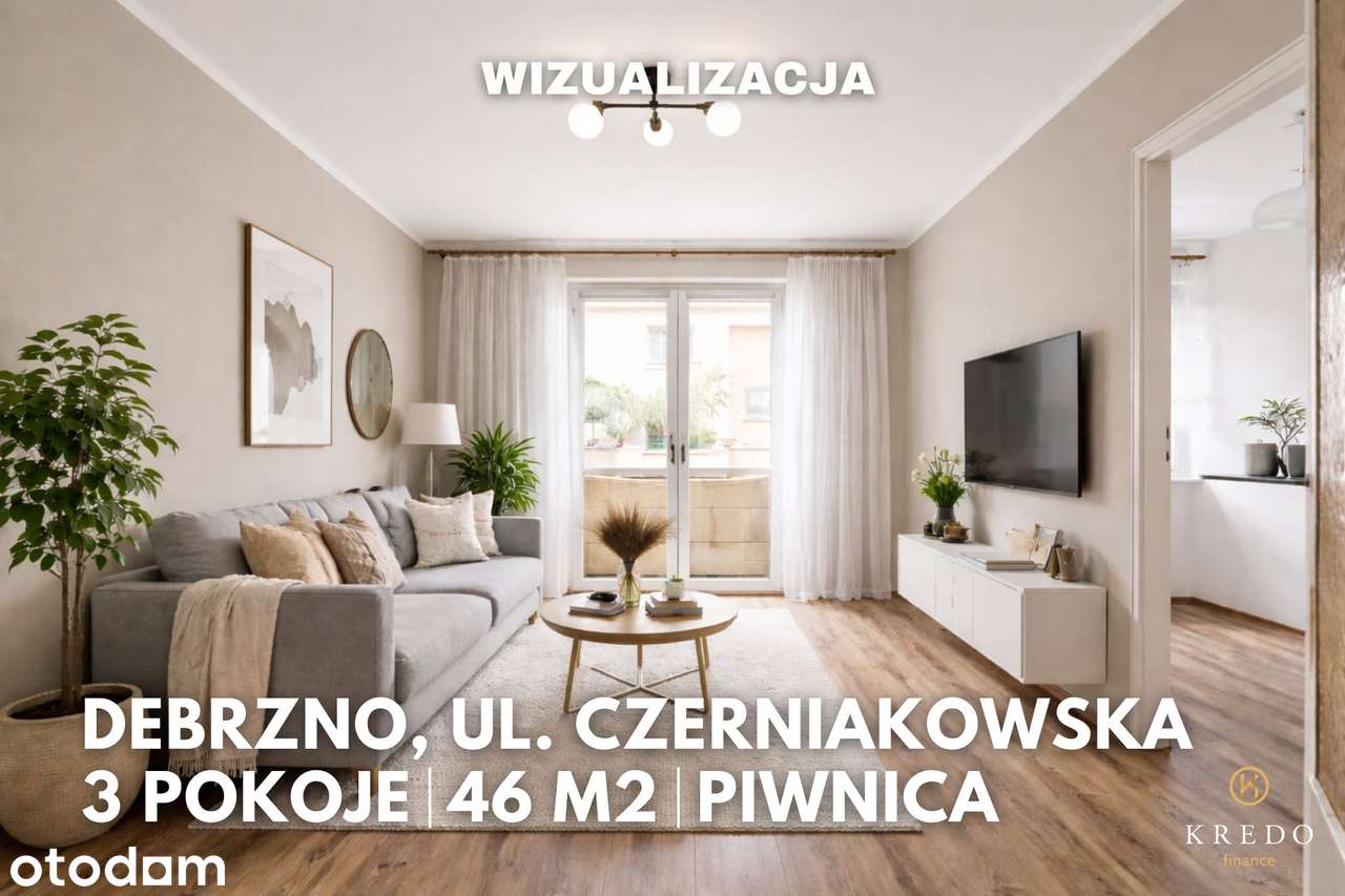 3 pokojowe | 3 piętro | 46 m² | Debrzno, ul. Czerniakowska