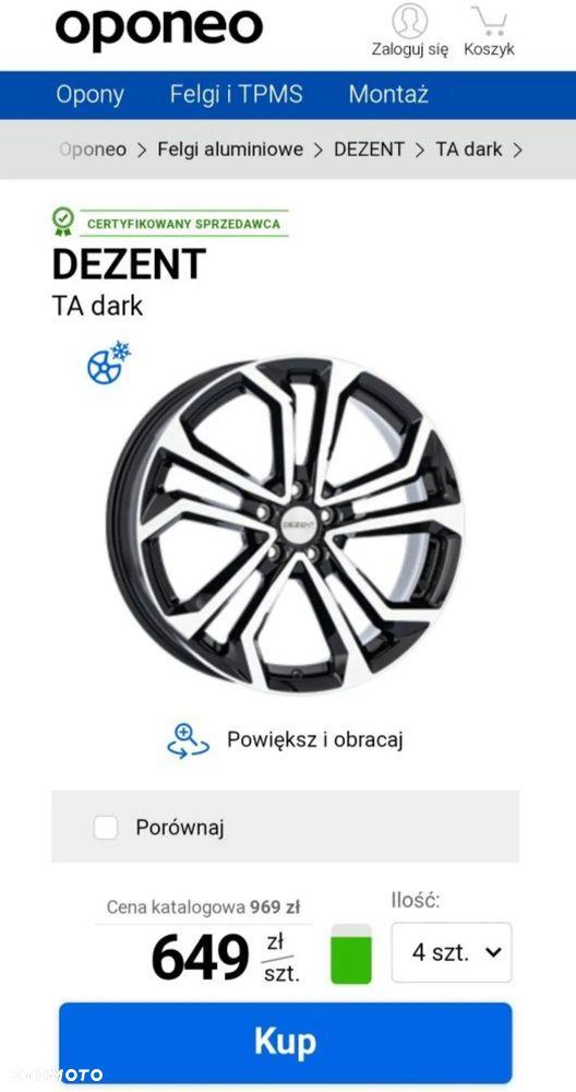 Felgi aluminiowe Firmy DEZENT 17"5x110 - 5