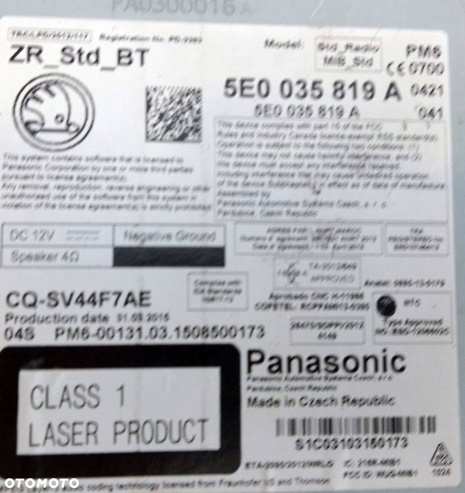SKODA OCTAVIA III RADIO RADIOODTWARZACZ CZYTNIK NAPĘD KART CD 5E0035819A - 3