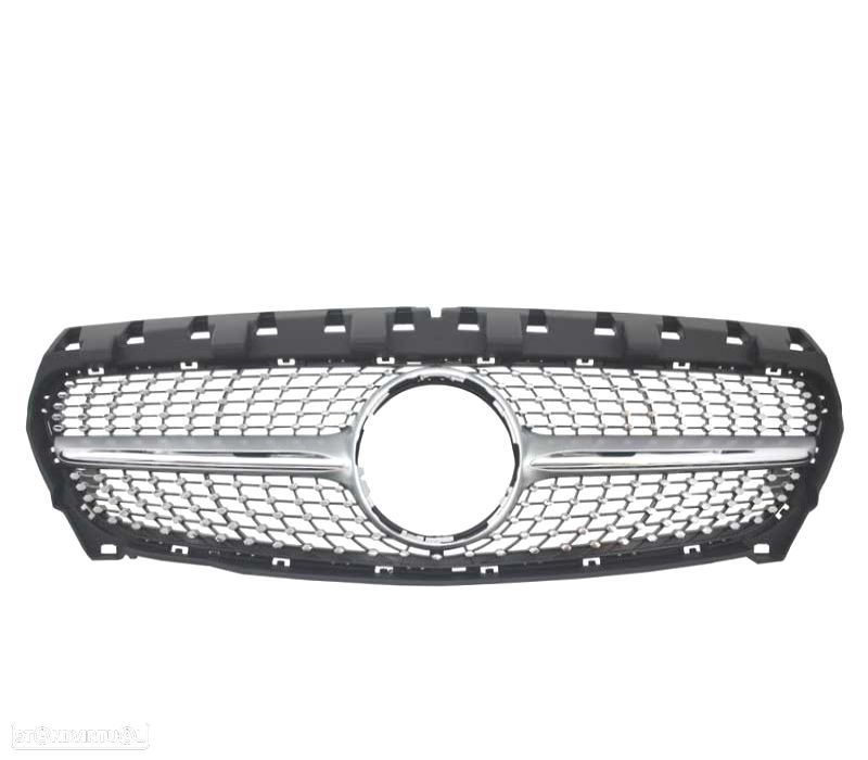 GRELHA DIANTEIRA MERCEDES CLASE CLA W117 16-18 LOOK DIAMOND PRETO CROMADO - 3