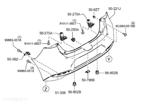 MAZDA 2 2019 2020 2021 2022 2023 2024 2025 Zderzak tył tylny nowy oryginał DHM150221 - 1