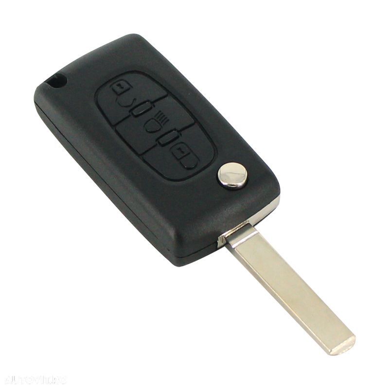 Carcasa cheie tip briceag Peugeot 307, 3 butoane, lama VA2-SH3 Light, cu suport baterie - 1