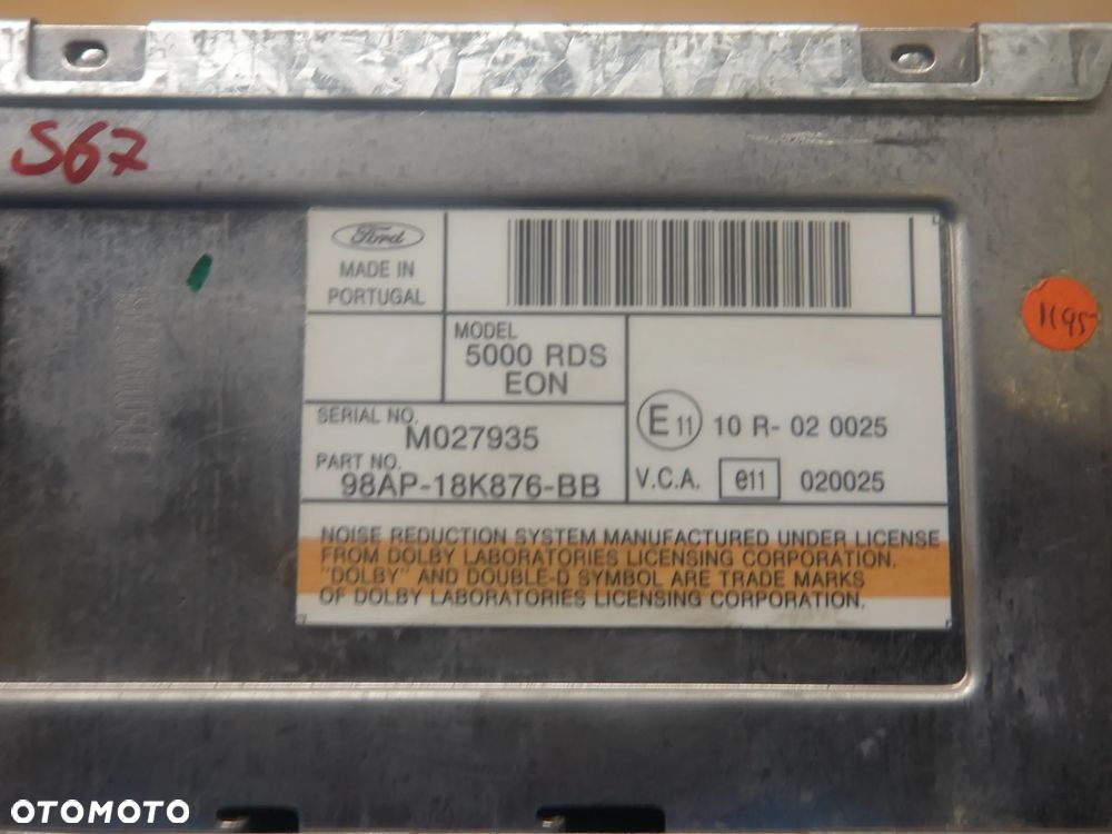 FORD MONDEO MK2 1.6B RADIO 98AP18K876BB - 9