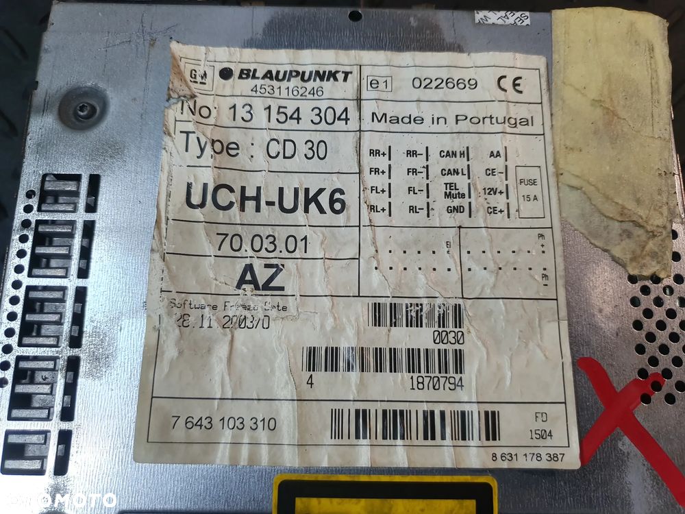 RADIO CD WYŚWIETLACZ OPEL ASTRA III H 13154304 7643103310 - 4