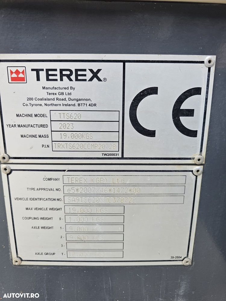 Terex CIUR mobil 6mc EX DEMO 2023, 561ore, 2 BENZI, remorca 2 axe, latime 2,49m, motor CAT 140CP, sita diametru gauri 100mm, perie, - 11