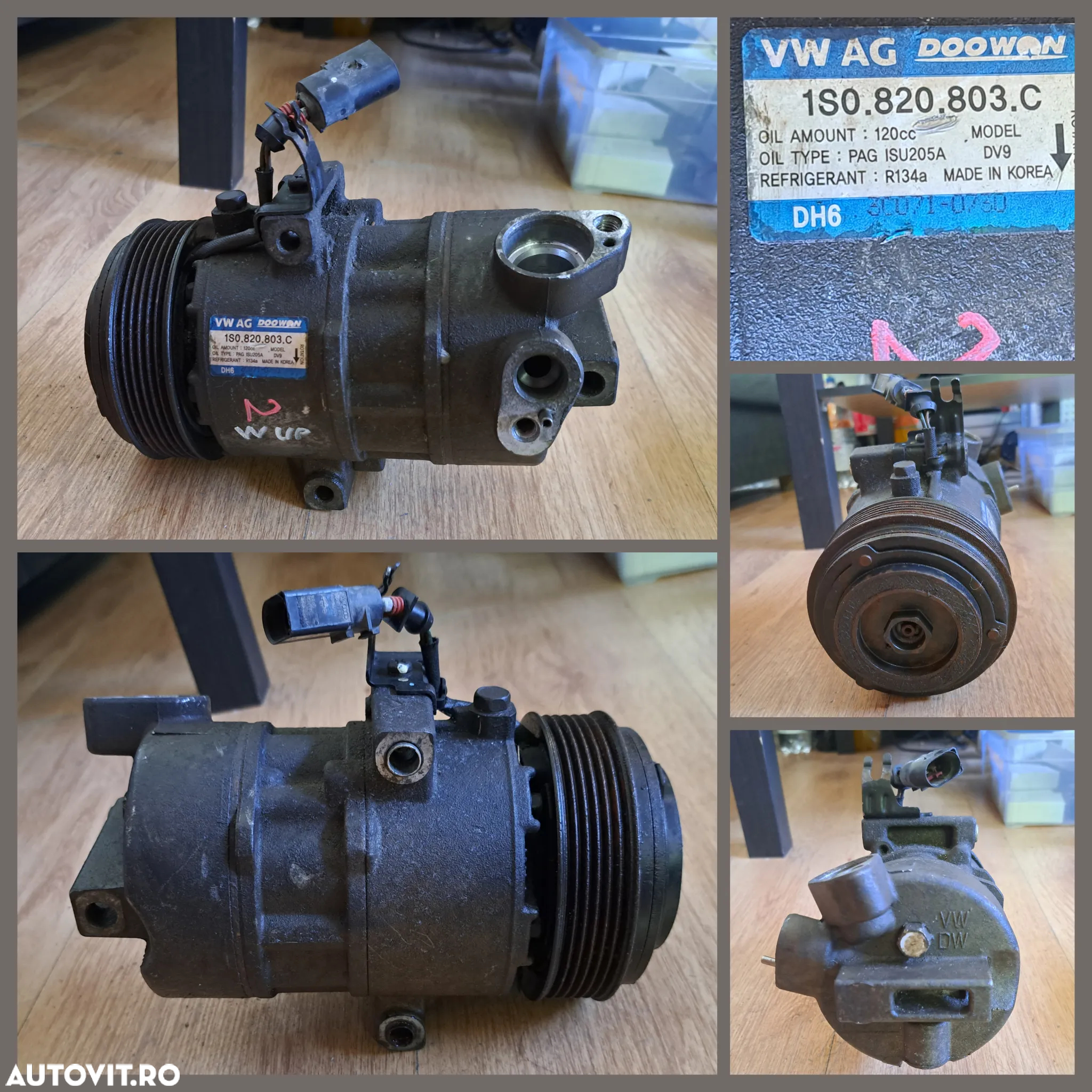 Compresor clima ac aer conditionat climatronic Skoda Citigo 1.0 mpi Volkswagen vw Up 1.0 i Skoda Fabia 1.2 i Seat Ibitza 1.2 fsi Audi A2 Seat Cordoba Alfa Romeo GT Fiat Doblo multipla - 2
