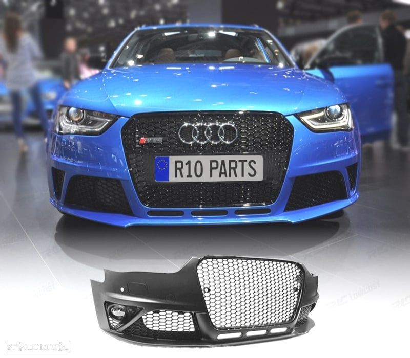 PARA-CHOQUES FRONTAL AUDI A4 B8 11-15 PDC SRA LOOK RS GRADE PRETA FARÓIS DE NEVOEIRO - 1