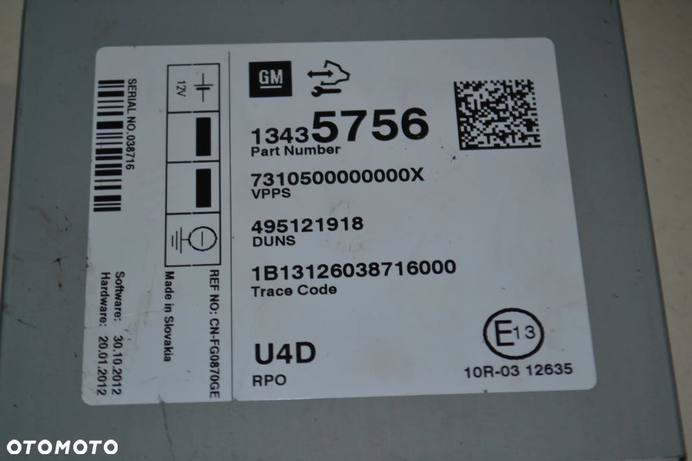 OPEL ASTRA J IV MOKKA ZAFIRA C MERIVA B MODUŁ WZMACNIACZ SYGNAŁU RADIA 13435756 - 2