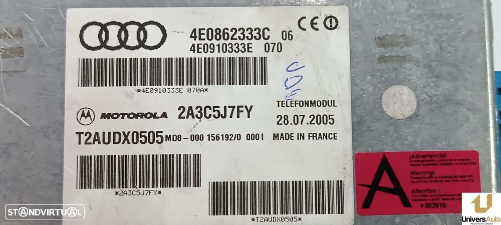 MÓDULO ELETRÓNICO AUDI A8 (4E2) 4.0 TDI QUATTRO - 4