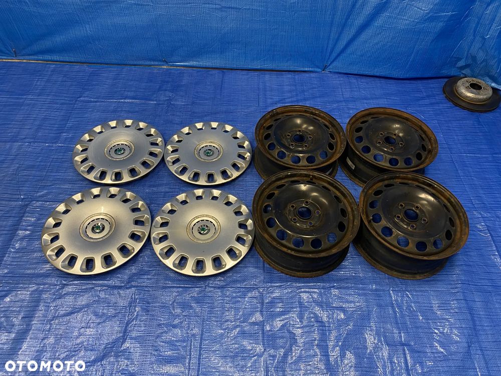 KOŁA KOŁO FELGA STALOWE 6J 16" 5X112; 57,1mm ET50 KOMPLET ; KOŁPAKI OE AD516012 SKODA FABIA SUPERB YETI OCTAVIA SEAT VW AUDI ITP. - 2