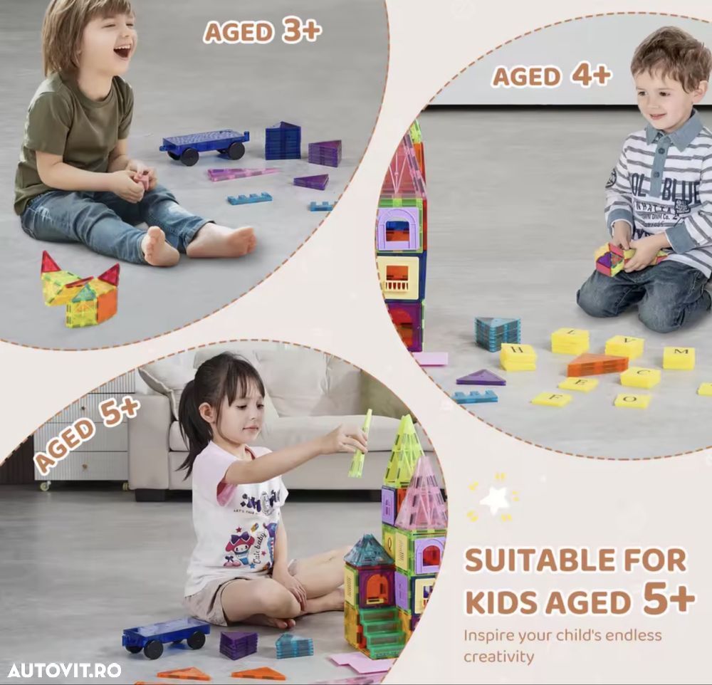 Set construcție magnetic copii – piese educative colorate Puzzle Copii Magnetic - 2