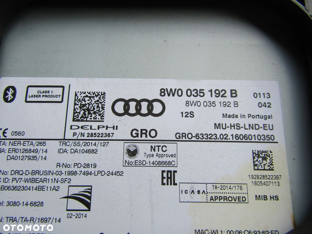 AUDI A4 B9 CZYTNIK KART MULTIMEDIA WYSWIETLACZ 15 19R 1.4TFSI 8W0035192B - 4