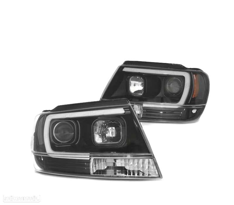 FARÓIS LED TUBE LIGHT JEEP GRAND CHEROKEE 99-05 BLACK PRETO - 2