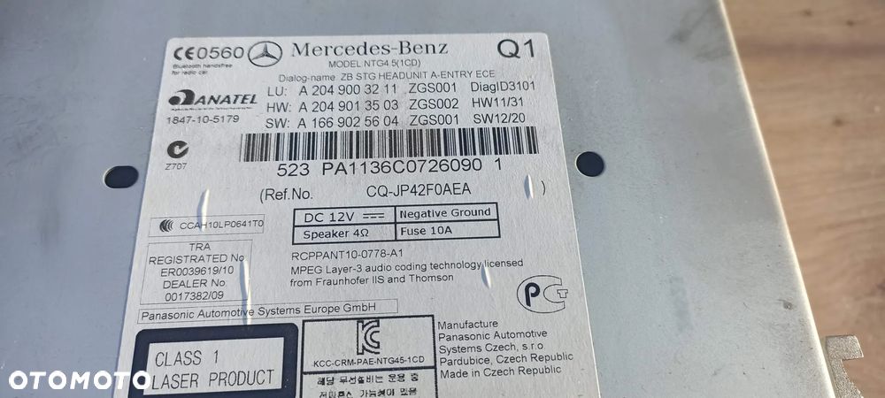 MERCEDES W204 LIFT RADIO NAWIGACJA COMAND NTG 4.5 LEGAL VIN VIN VIN - 2