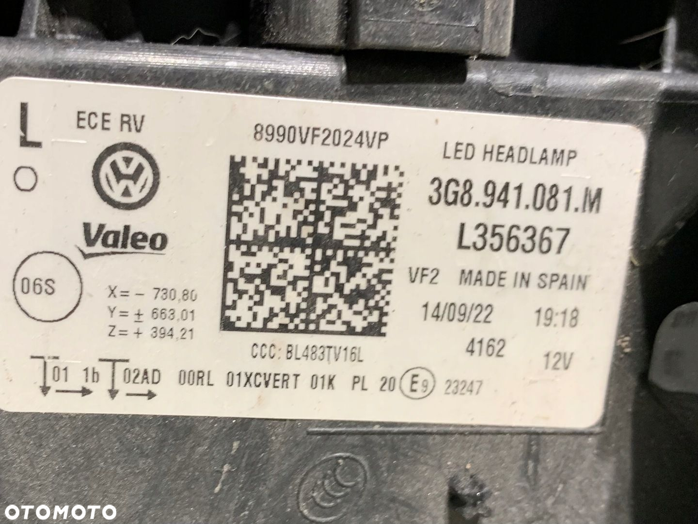 VW ARTEON LAMPA PRZÓD LEWA FULL LED 3G8941081M - 9