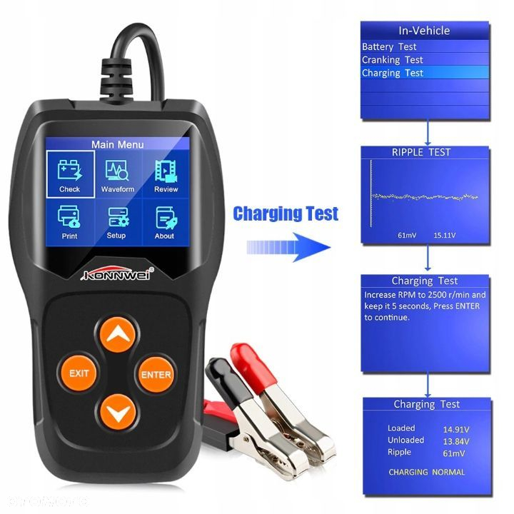 Tester do baterii akumulatorów 12V KONNWEI KW600 - 8