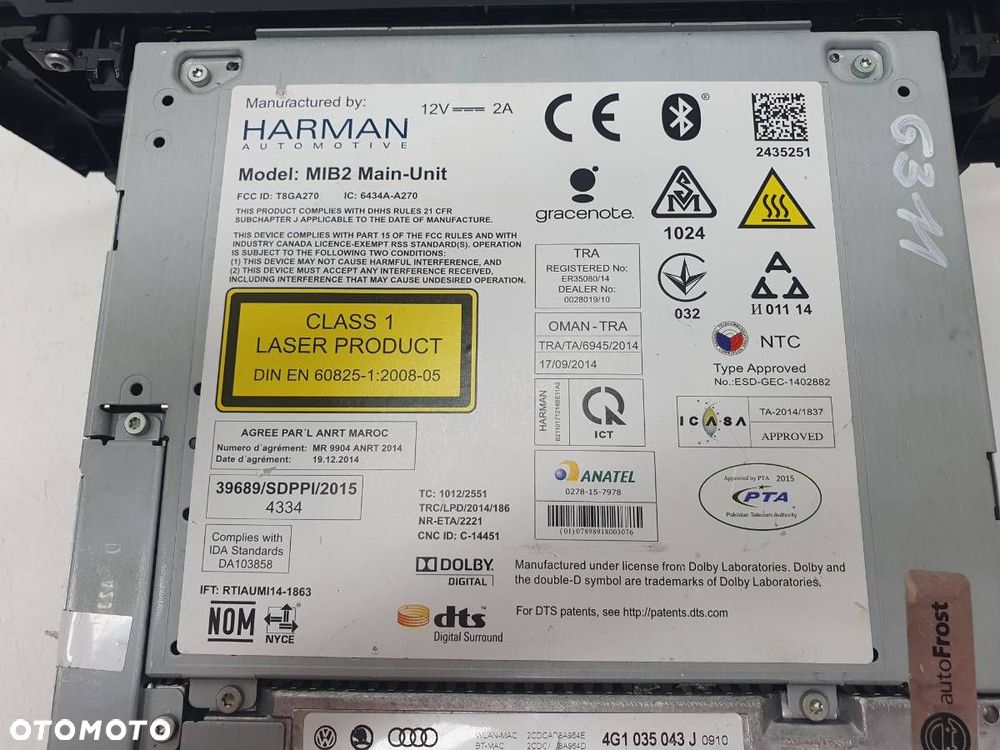 RADIO ODTWARZACZ MMI AUDI A6 C7 4G1035043J 4G1035043D - 4