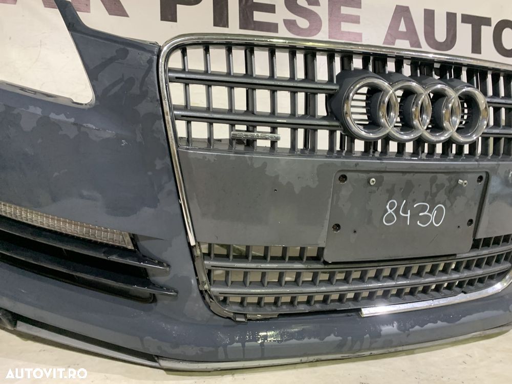 Bara fata Audi Q7, 2006, 2007, 2008, 2009, 2010, cod origine OE 4L0807437, cu gauri pentru spalatori faruri. Bara este noua, spoilerul atins si grila radiator defecta. - 10